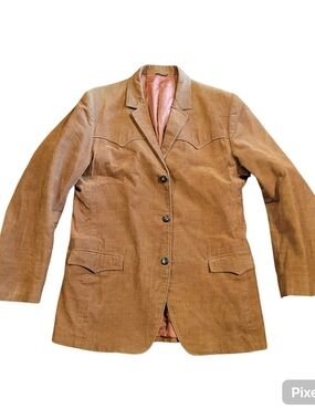 Mens Western Wear Corduroy Blazer Jacket in Tan M